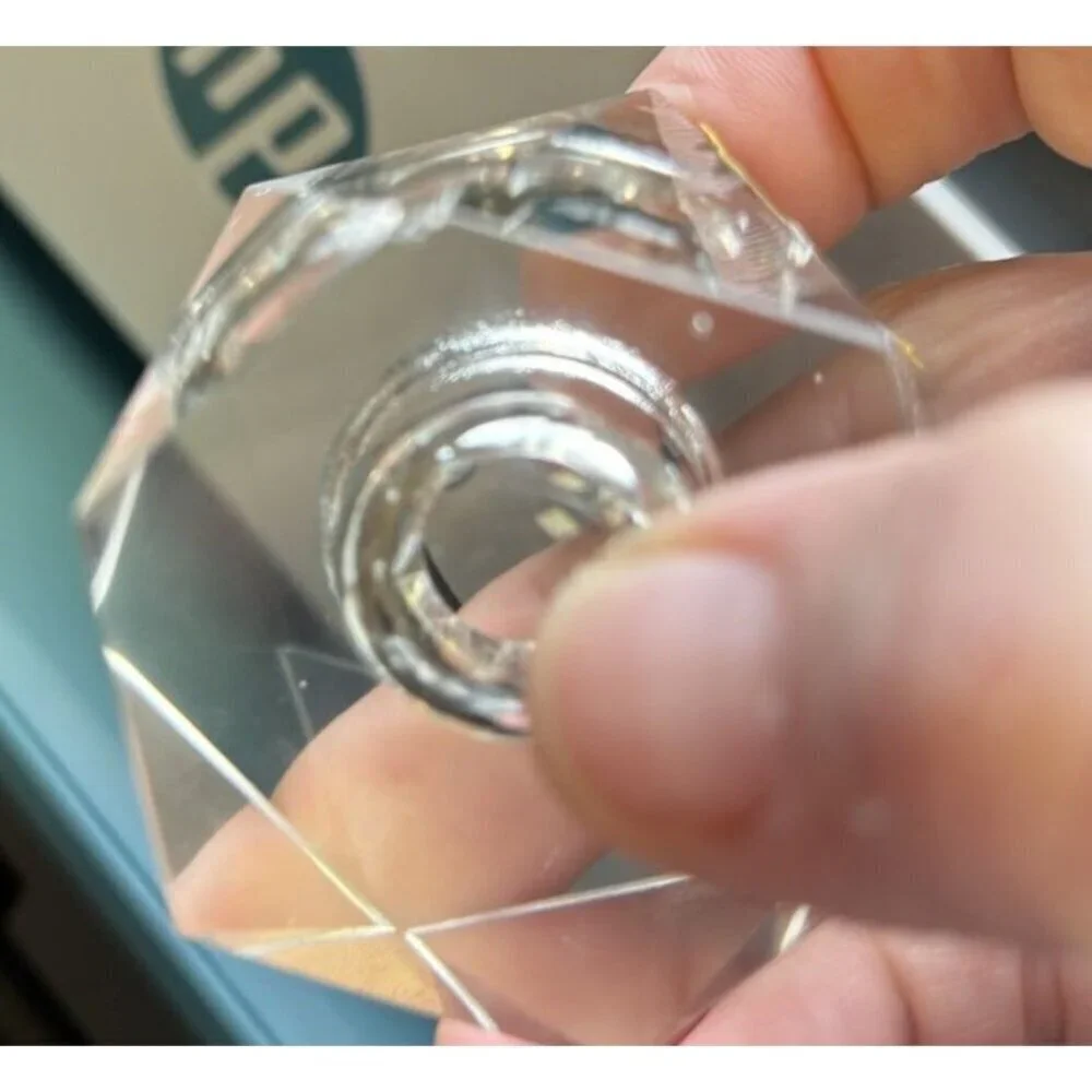 (2) Japan Faceted Crystal Hexagon Candle Holders With Original Box